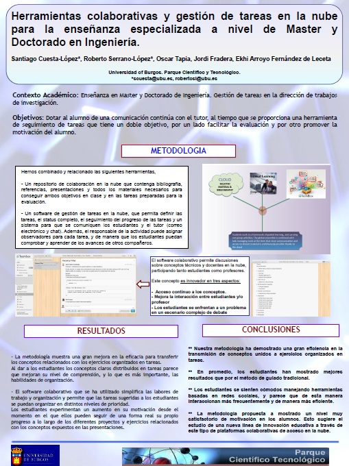 Herramientas colaborativas y gestin de tareas en la nube para la enseanza especializada a nivel de Master y Doctorado en Ingeniera. Innolab, inno-lab, innovacin educativa, experimentos simulados, laboratorios virtuales, modelizacin molecular