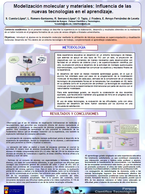 Modelizacin molecular y materiales: Influencia de las nuevas tecnologas en el aprendizaje. Innolab, inno-lab, innovacin educativa, experimentos simulados, laboratorios virtuales, modelizacin molecular